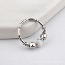 Boho Style Stainless Steel Twisted Conch Piercing Opal Cartilage Hoop Ring